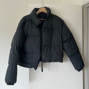 Fabletics Black Puffer Jacket (cropped)